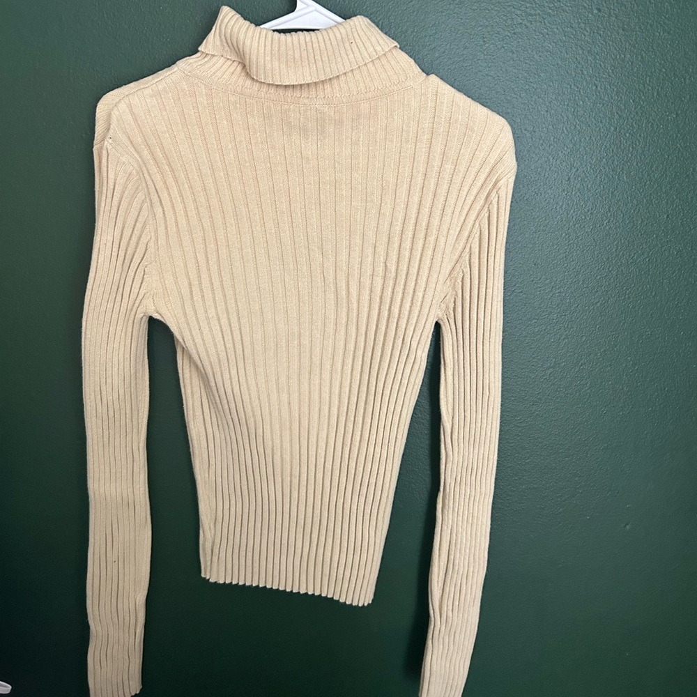 J. Crew Beige Ribbed Turtleneck Sweater